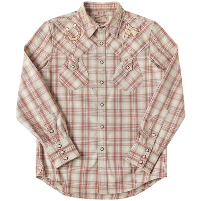 西部系列9.8OZ野马粉色格子衬衫