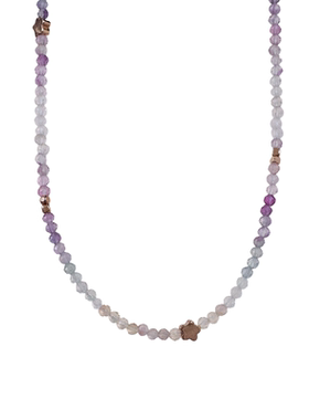 春夏浪漫紫色花朵串珠项链女