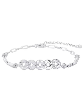 S999足银碎碎冰五帝钱纯银手链