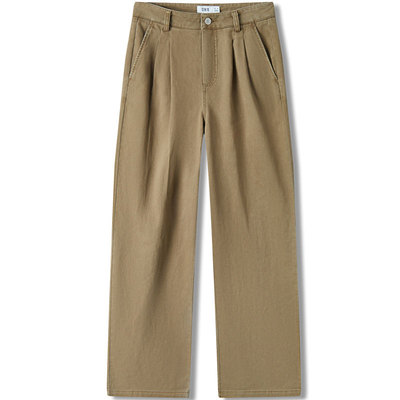 森马休闲裤女纯棉做旧复古阔腿裤