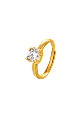 新中式轻奢莫桑钻圆钻女士戒指