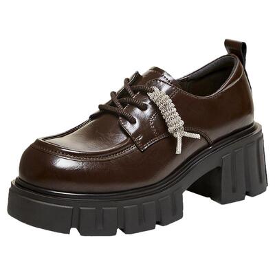 TATA他她女鞋2026春季厚底系带牛津鞋百搭单鞋增高小皮鞋CHY09AM6