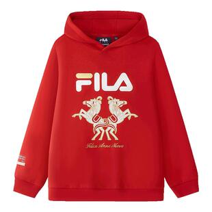 【抓马新年】FILA斐乐儿童童装卫衣2026春新款男女童新年连帽上衣