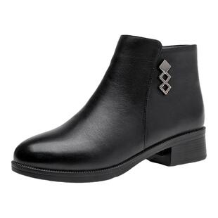 奥康女鞋2025年冬季新款舒适软面妈妈鞋短靴女款休闲百搭真皮靴子