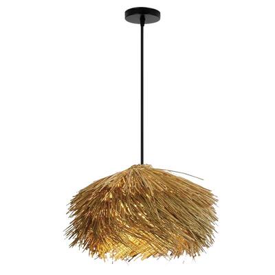 侘寂风农家乐藤艺草帽餐厅吊灯