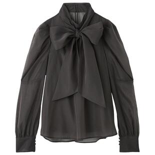 LILY BROWN2026早春新品甜美蝴蝶结系带长袖雪纺衬衫LWFT261030