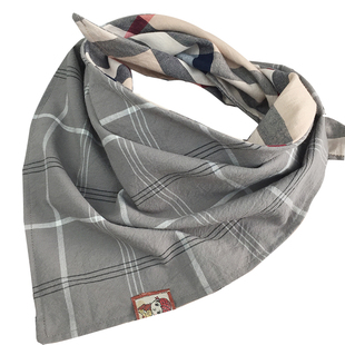 宝宝围脖纯棉格子秋冬百搭围脖三角口水围巾男童保暖婴儿潮围脖套