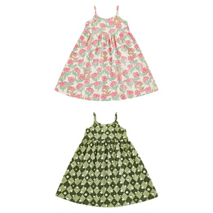 幼悠 女童森系碎花满印吊带裙夏季元气可爱亲肤透气宽松A字连衣裙
