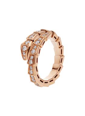 【自营】中古99新宝格丽Serpenti Viper系列戒指18K玫瑰金蛇满钻