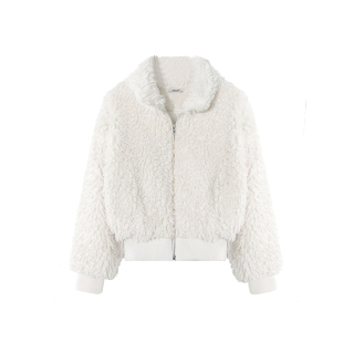 JAMUUS冰岛冬季毛茸翻领小外套女心头爱软糯百搭保暖短款上衣