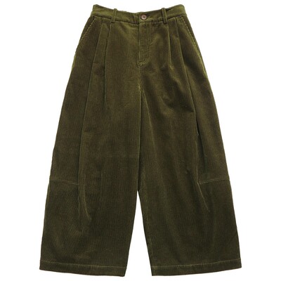 高克重灯芯绒两色宽松阔腿九分裤