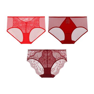 【3件包】爱慕内裤女本命年红品棉质底裆中腰三角内裤AM2025048