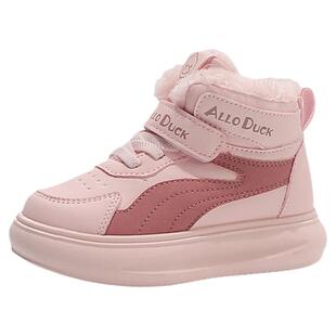 官网C&K女童棉鞋2025新款冬季儿童运动板鞋皮面加绒女孩大棉保暖