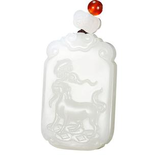 和田玉羊脂白玉十二生肖吊坠男女款鼠牛虎兔蛇马羊猴鸡狗猪龙玉牌