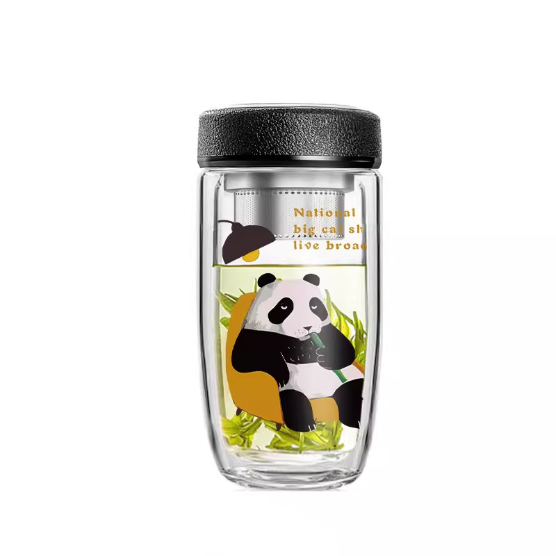 美国cup mystery双层玻璃杯茶水分离水杯子原创带盖泡茶杯男女