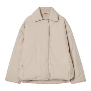 it :orange forest翻领绗缝衬里夹克外套女 冬季新品暗扣米色上衣