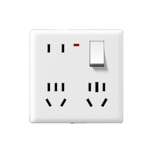 国际电工大功率16A十二孔插座带开关一开八孔六孔家用多孔面板