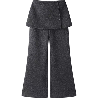 可拆卸屁帘加绒显瘦阔腿裤女