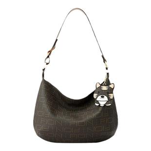 Fion/菲安妮老花法棍腋下包包女复古单肩包通勤高级气质手提小包