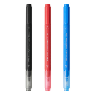 KACO书源双头记号笔红蓝黑马克笔 粗细双笔头持久防水油墨商务办公文具常规色醒目标记重点勾线描边书写流畅