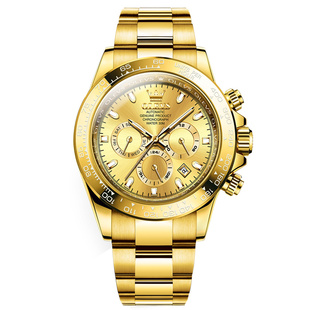 瑞士正品金劳手表男士18k色全金迪机械表迪通拿防水夜光名牌男表