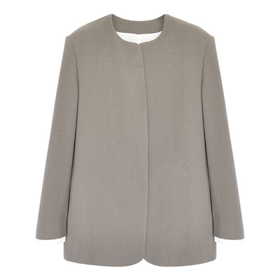 因由 简约设计感圆领極简老钱西服高级感毛呢外套百搭羊毛西装