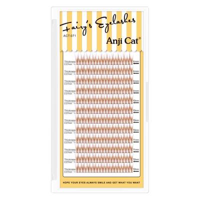 anjicat焦糖色鱼尾单簇假睫毛