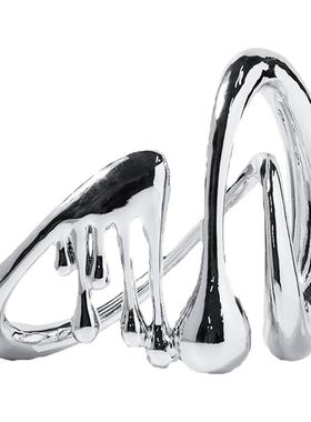 银色抽象水滴摆件隔断书柜装饰品