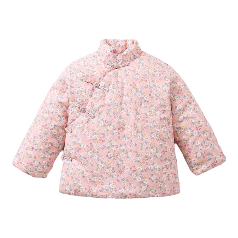 冬季加厚复古碎花女童棉服