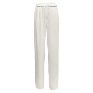 白色西装裤女夏薄款2025新款高级感垂感小个子直筒窄版冰丝阔腿裤