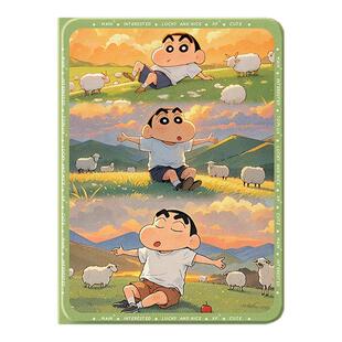 适用苹果ipadair7保护套ipad11蜡笔小新ipadpro平板壳ipad第9代10带笔槽ipadmini6卡通8迷你5新酱mini4可爱3