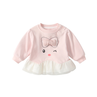 宝宝卫衣2026春装新款婴儿套头上衣女童洋气花边小外套春款衣服女