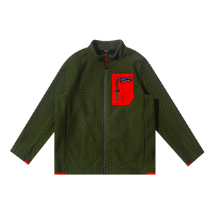 加绒保暖 MANUKIDS童装男童25秋冬户外提花波浪线立领中大童外套