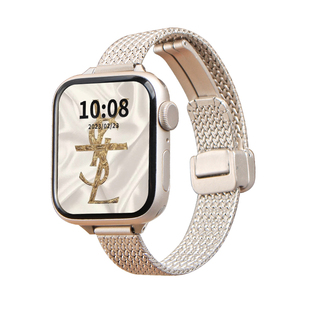 适用iwatchs9手表带女款applewatchs10小众新款s8s7苹果智能11手表链6金属磁吸iwatchse女生质感5高级感女士