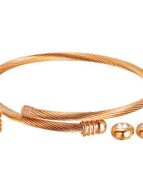 三色不锈钢手镯DIY可拆卸螺纹