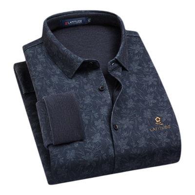 梦特娇男士秋冬加绒加厚衬衫