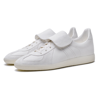 强尼制靴 复古工装德训鞋夏季低帮平底真皮运动小白鞋休闲男鞋