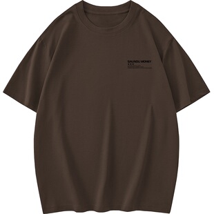 260g重磅美式纯棉短袖t恤男夏装上衣服圆领宽松全棉半袖白色体恤