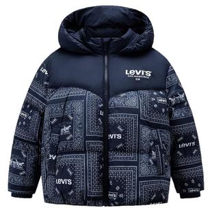 李维斯童装男童短款羽绒服2025冬季新款女童保暖面包服儿童外套轻