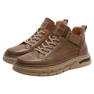 百丽男鞋厚底休闲鞋子商场同款增高复古高帮板鞋加绒秋冬8CY01DM3