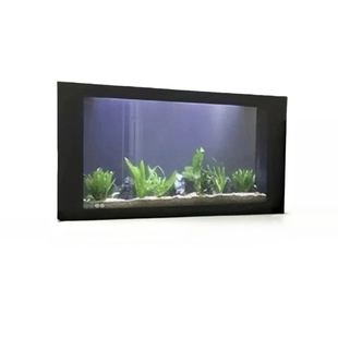 定制镶嵌底滤鱼缸客厅柜面嵌入一体屏风缸水族箱超白玻璃缸溪流缸