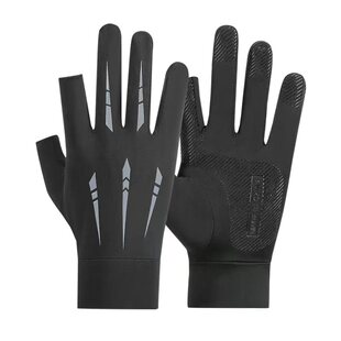 露二指防晒手套男士夏季冰丝薄款防滑骑行开车电动车钓鱼外卖骑手