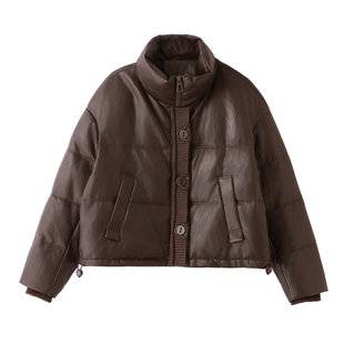 ERAL艾莱依短款羽绒服女立领加厚保暖白鸭绒时尚潮流宽松外套