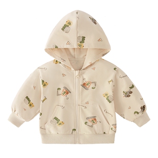 男童外套2026春季新款宝宝外穿春装上衣连帽针织开衫中小童衣服
