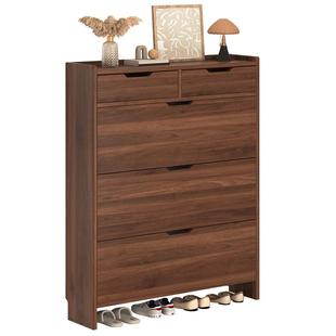 实木超薄翻斗鞋柜家用门口2025新款楼道入户大容量玄关柜小窄鞋架