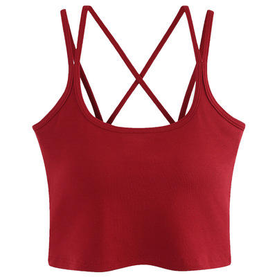 红色交叉美背吊带背心女外穿内搭