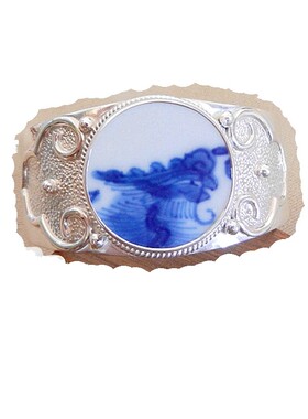 925银康熙古瓷手镯纯手工孤品