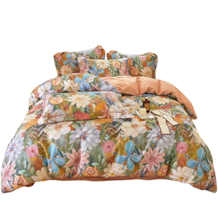 高级感铂金全棉四件套100%纯棉80支被套床单床笠2025新款床上用品