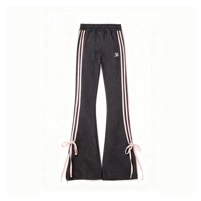 美式运动微喇裤子初中女生春秋款