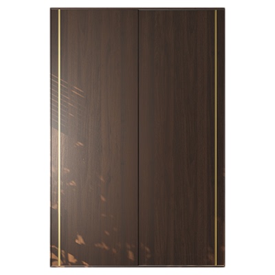 定制全实木橡木胡桃木色现代简约推拉门卧室北欧小户型移门柜衣柜